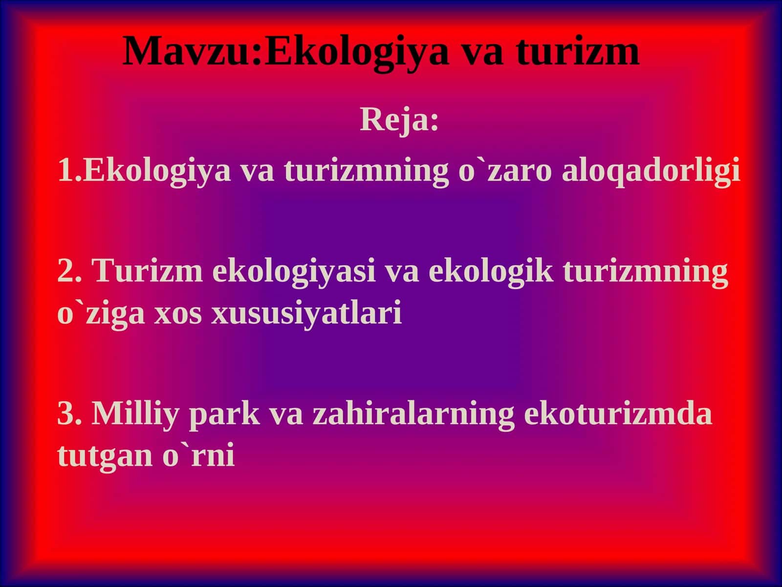 Ekologiya va turizm