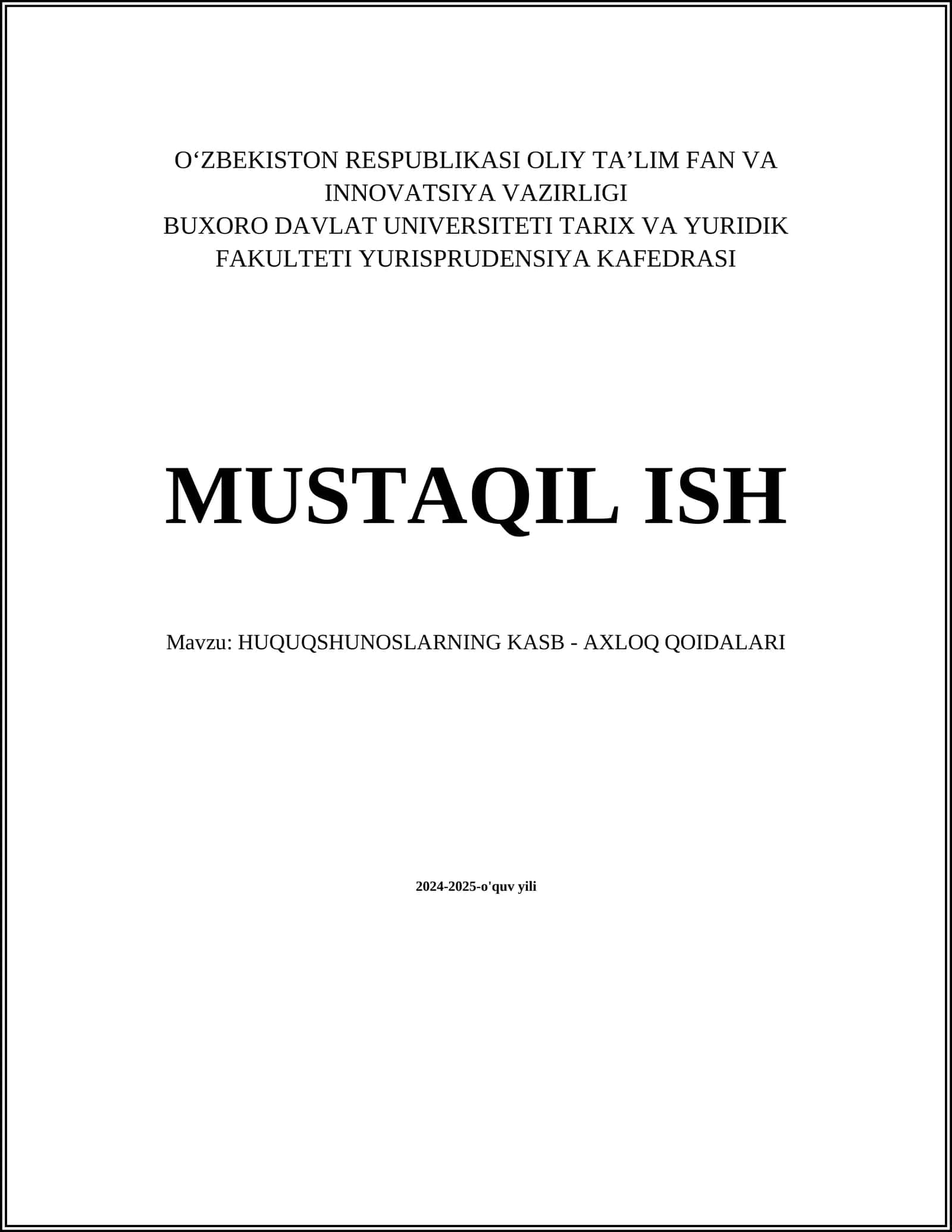 HUQUQSHUNOSLARNING KASB - AXLOQ QOIDALARI
