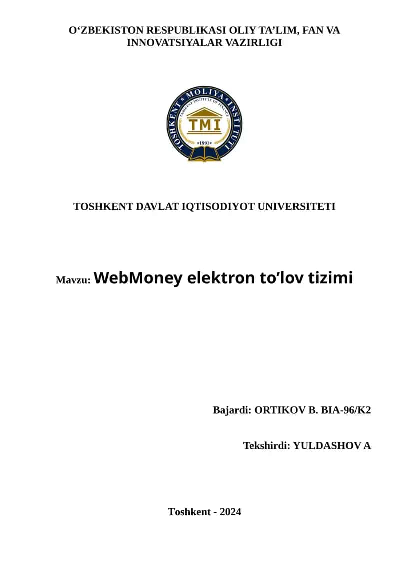 WebMoney elektron to’lov tizimi
