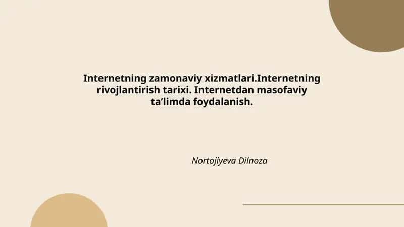 Internetning zamonaviy xizmatlari