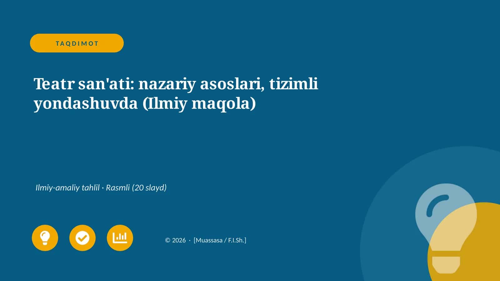 Teatr san'ati: nazariy asoslari, tizimli yondashuvda (Ilmiy maqola)