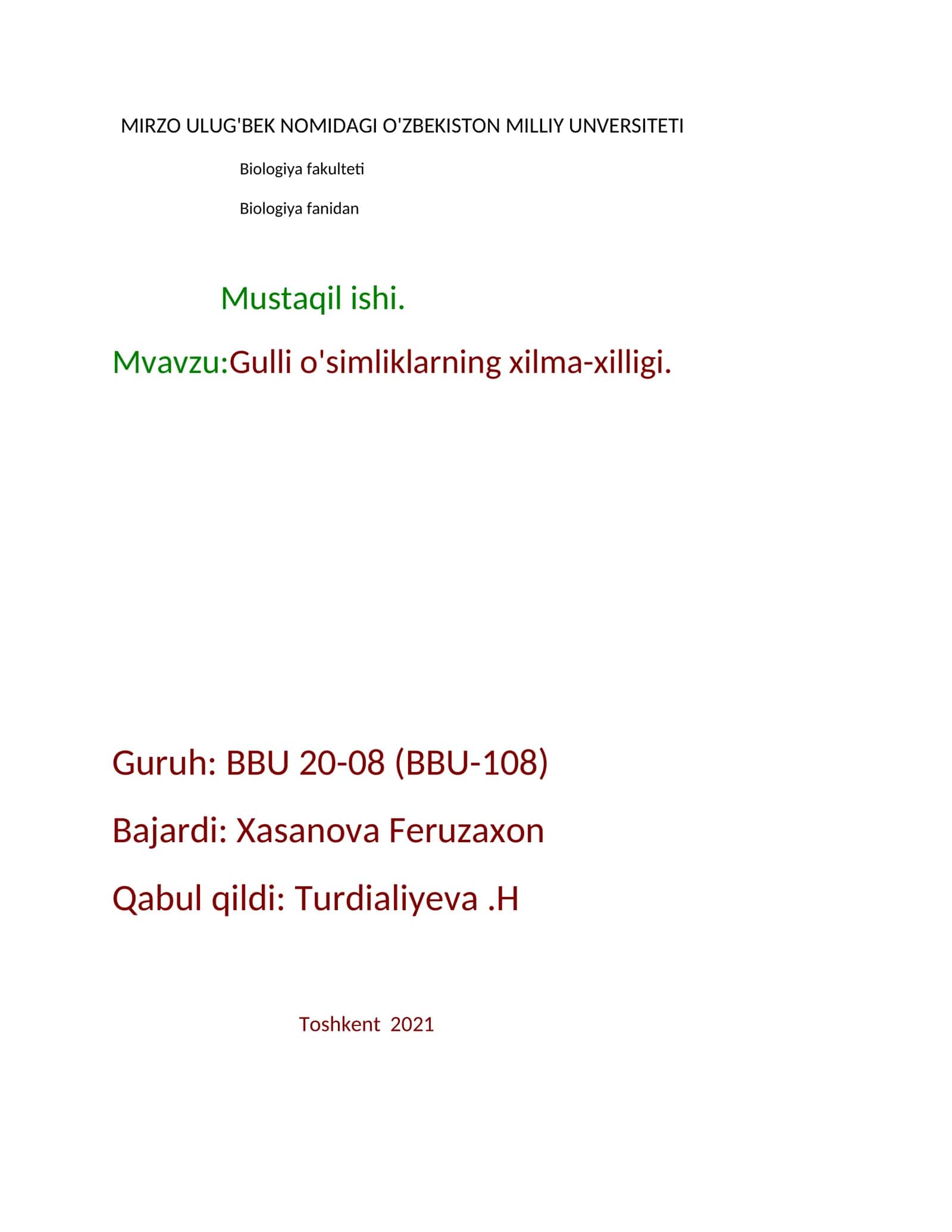 Gulli o'simliklarning xilma-xilligi