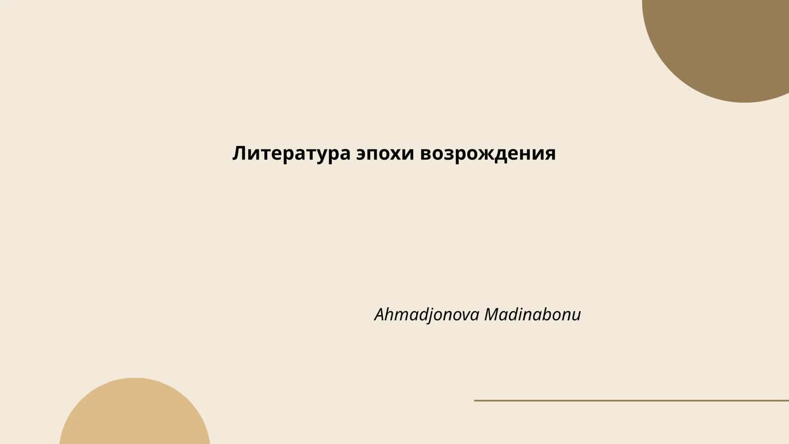 Литература эпохи возрождения