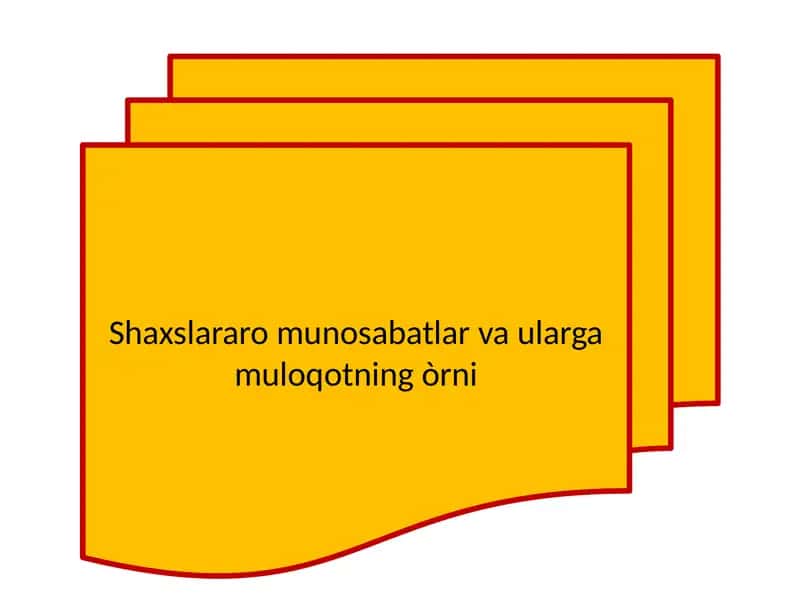 Shaxslararo munosabatlar va ularga muloqotning oʻrni