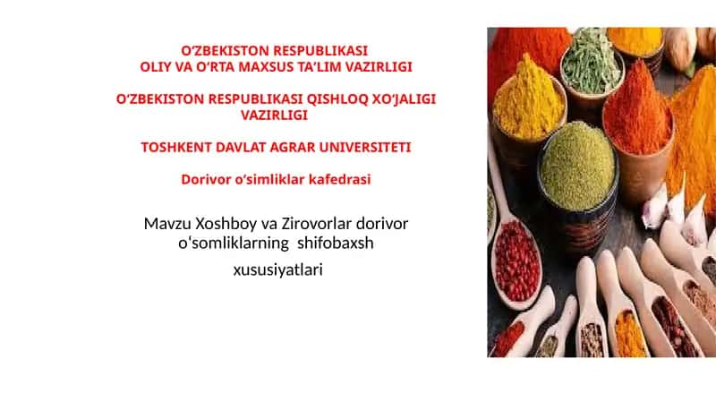 Ziravorlarning shifobaxshlik xususiyatlari