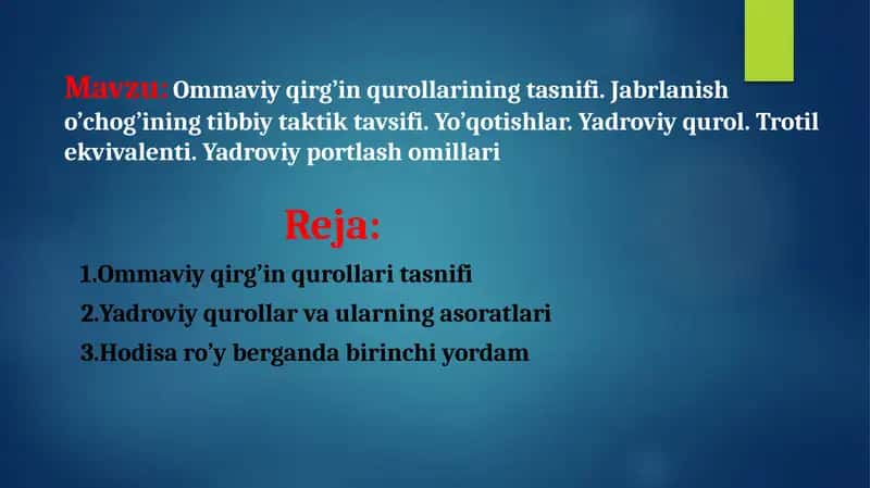 Ommaviy qirg’in qurollari tasnifi