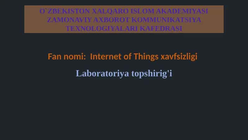 Internet of Things xavfsizligi