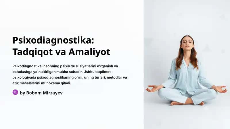 Psixodiagnostika: Tadqiqot va Amaliyot