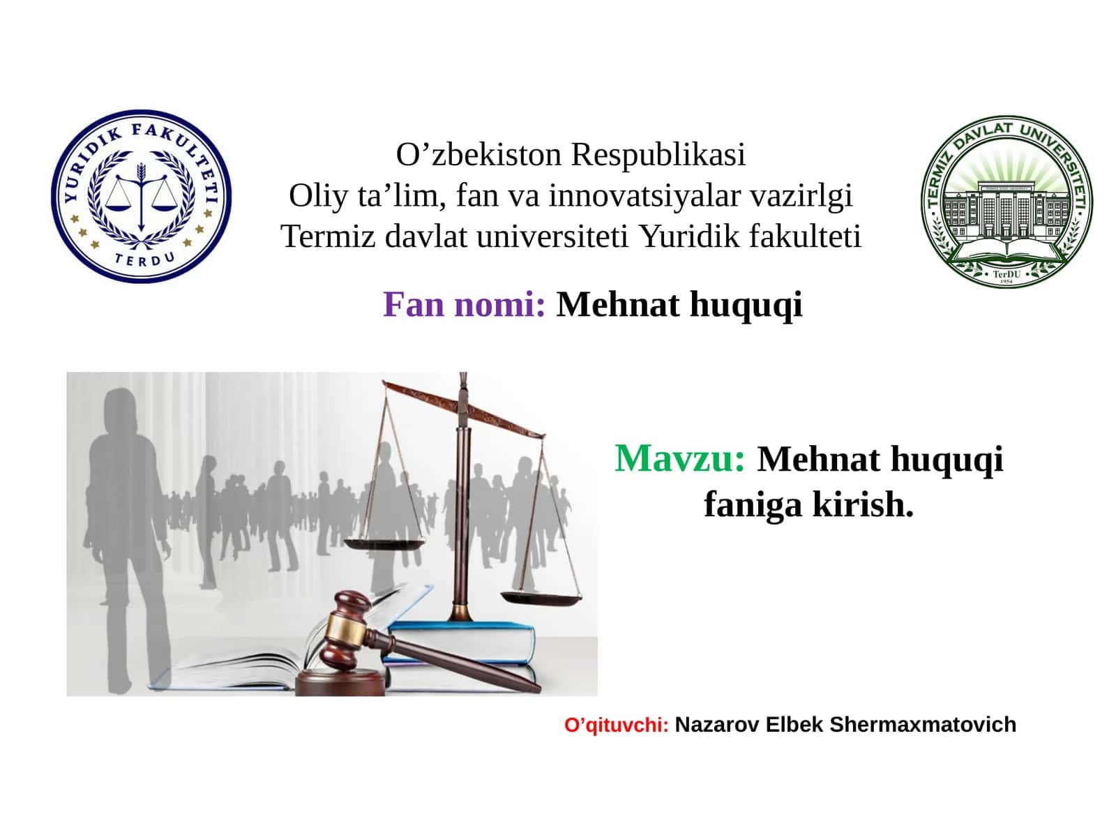 Mehnahtuquqi faniga kirish