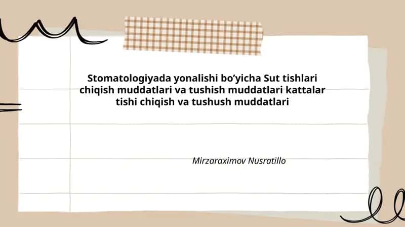 Sut tishlari chiqish va tushish muddatlari