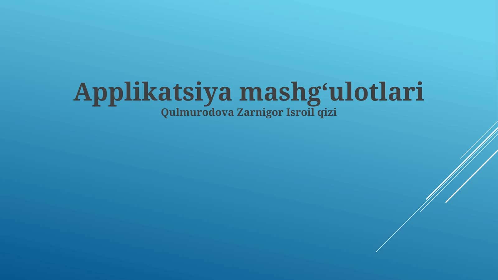 Applikatsiya mashgʻulotlari