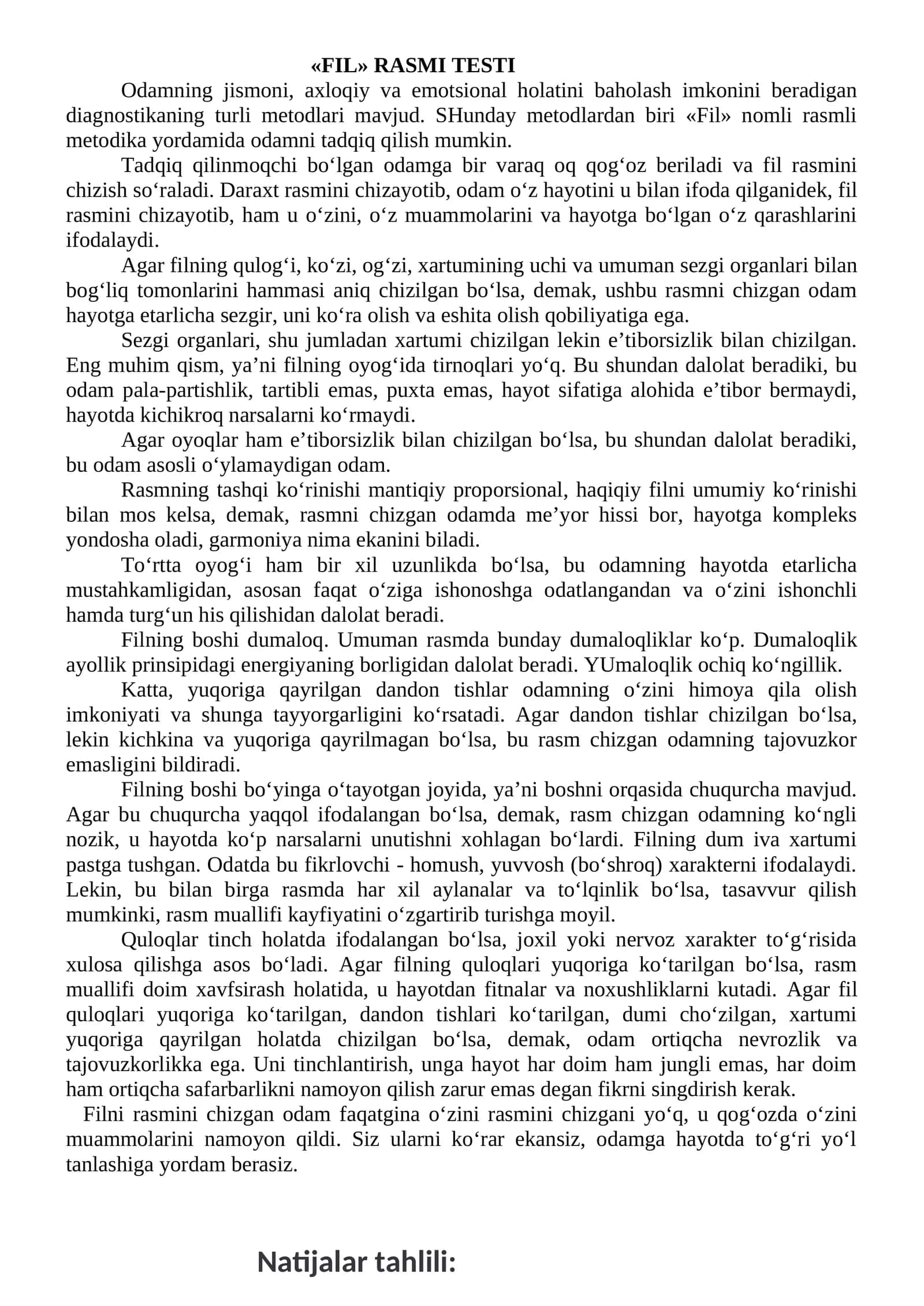FIL RASMI TESTI