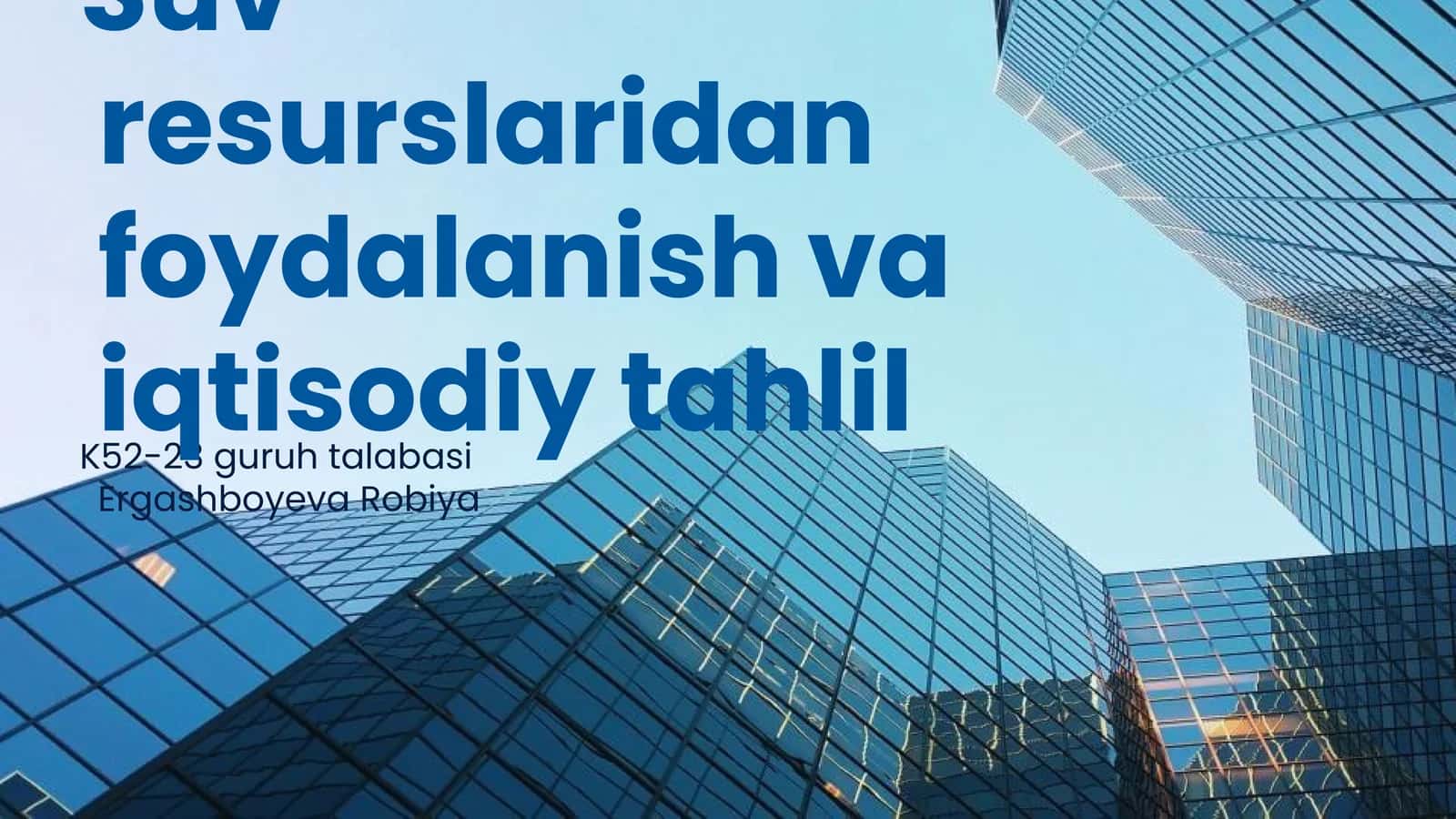 Suv Resurslarining Ahamiyati