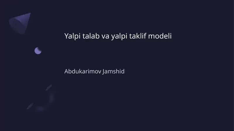 Yalpi talab va yalpi taklif modeli