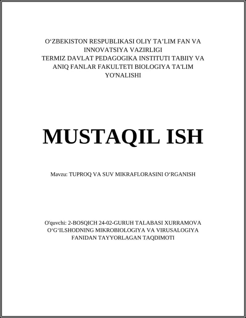 Tuproq mikrobiy xilma-xilligi va tarkibi