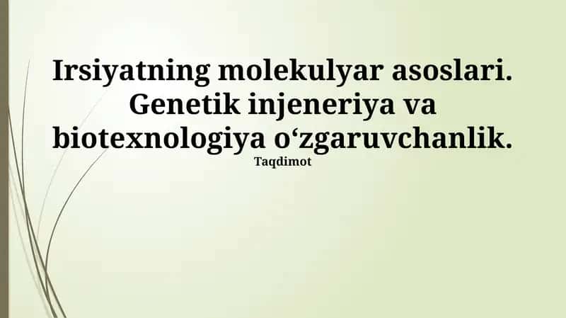 Irsiyatning Molekulyar Asoslari
