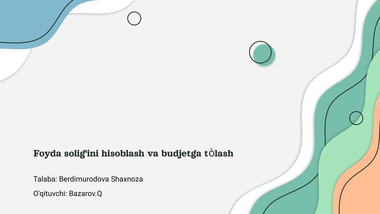 Foyda solig'ini hisoblash va budjetga tòlash