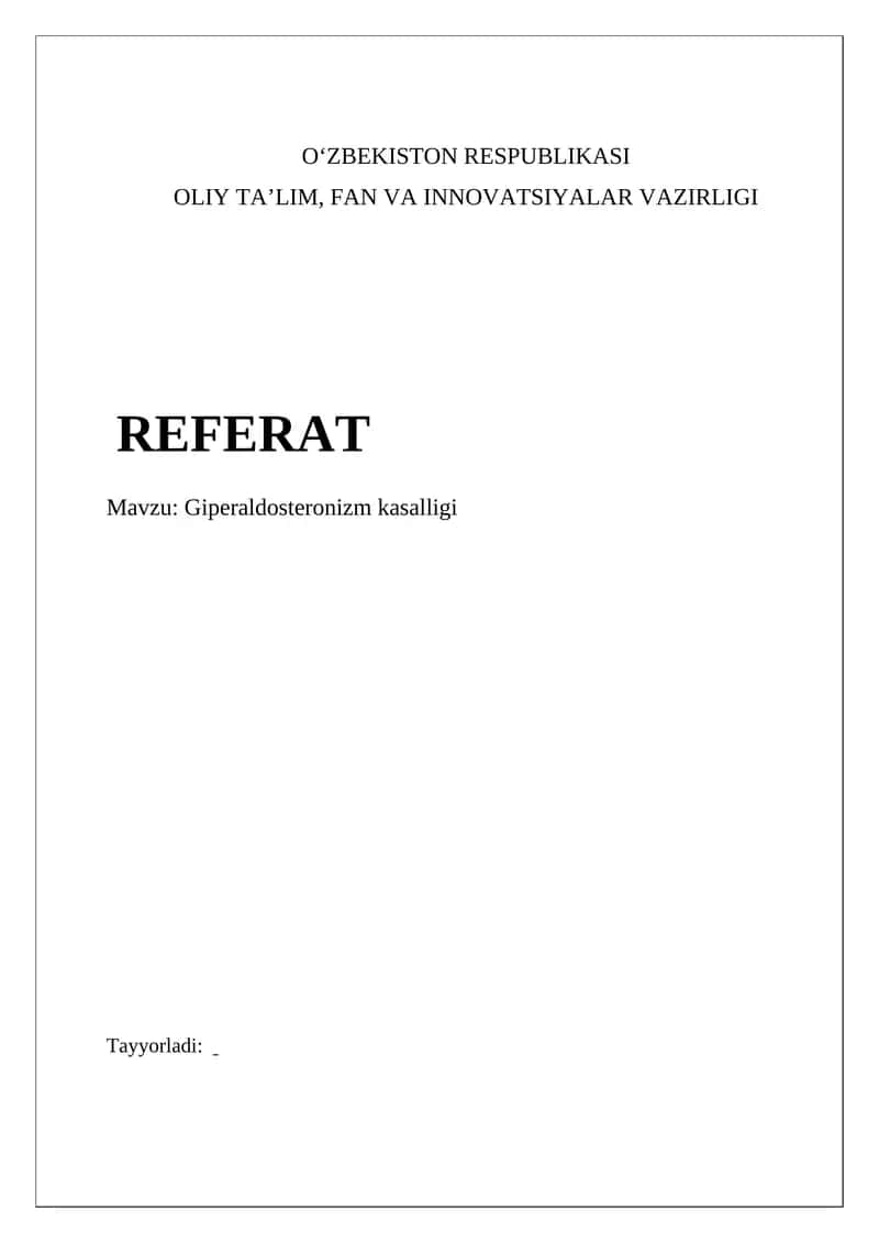 Giperaldosteronizm kasalligi