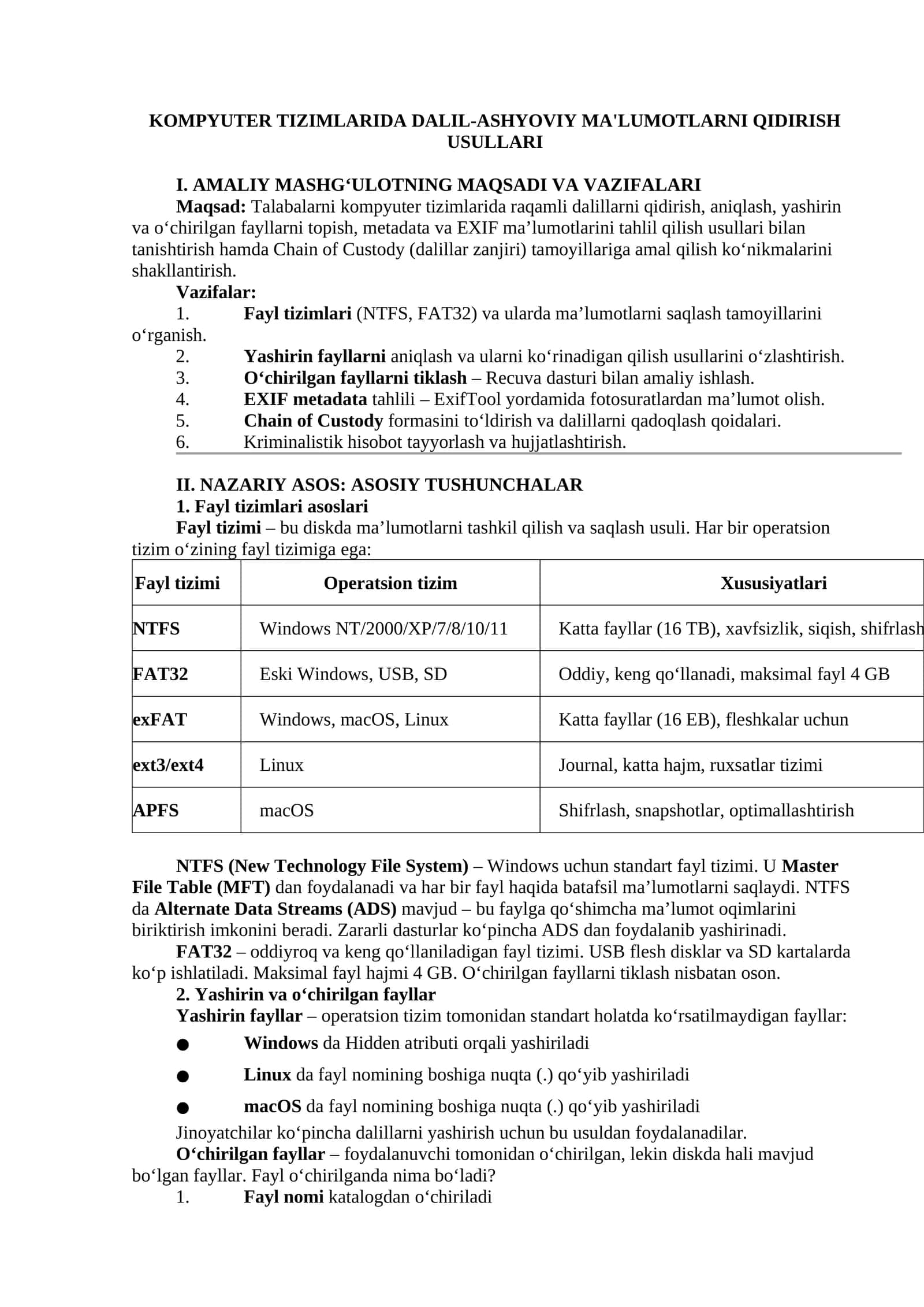 KOMPYUTER TIZIMLARIDA DALIL-ASHYOVIY MA'LUMOTLARNI QIDIRISH USULLARI
