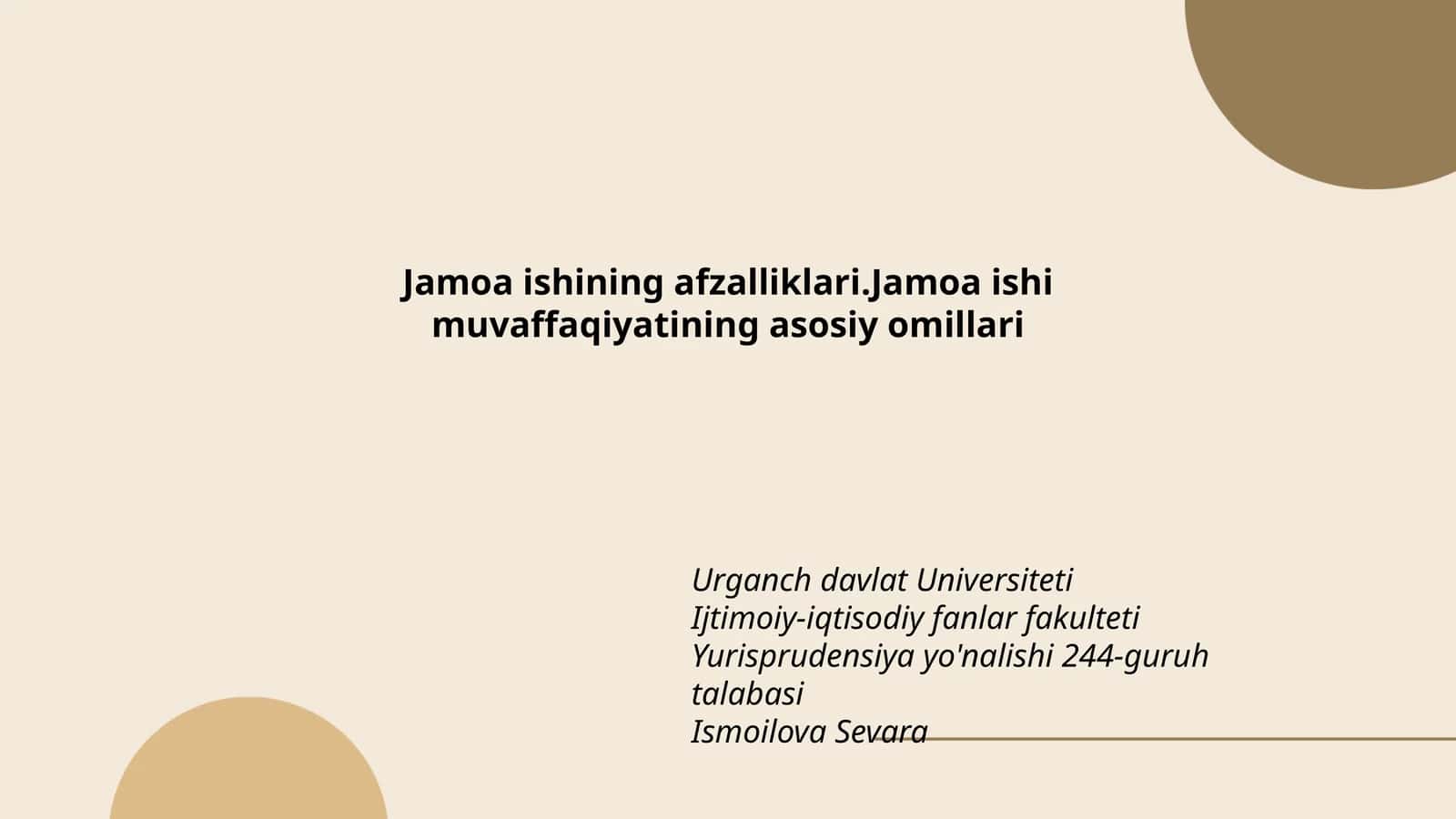 Jamoa ishining afzalliklari