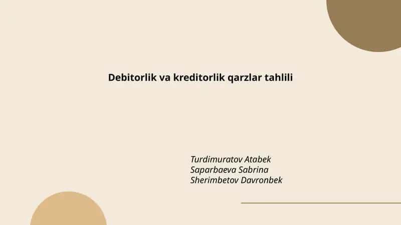 Debitorlik va kreditorlik qarzlar tahlili