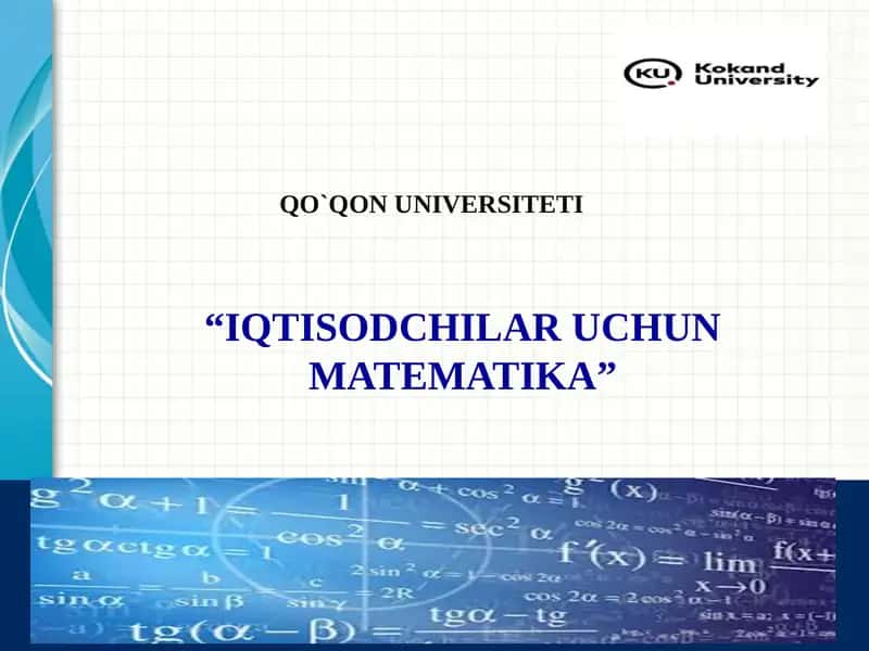 IQTISODCHILAR UCHUN MATEMATIKA