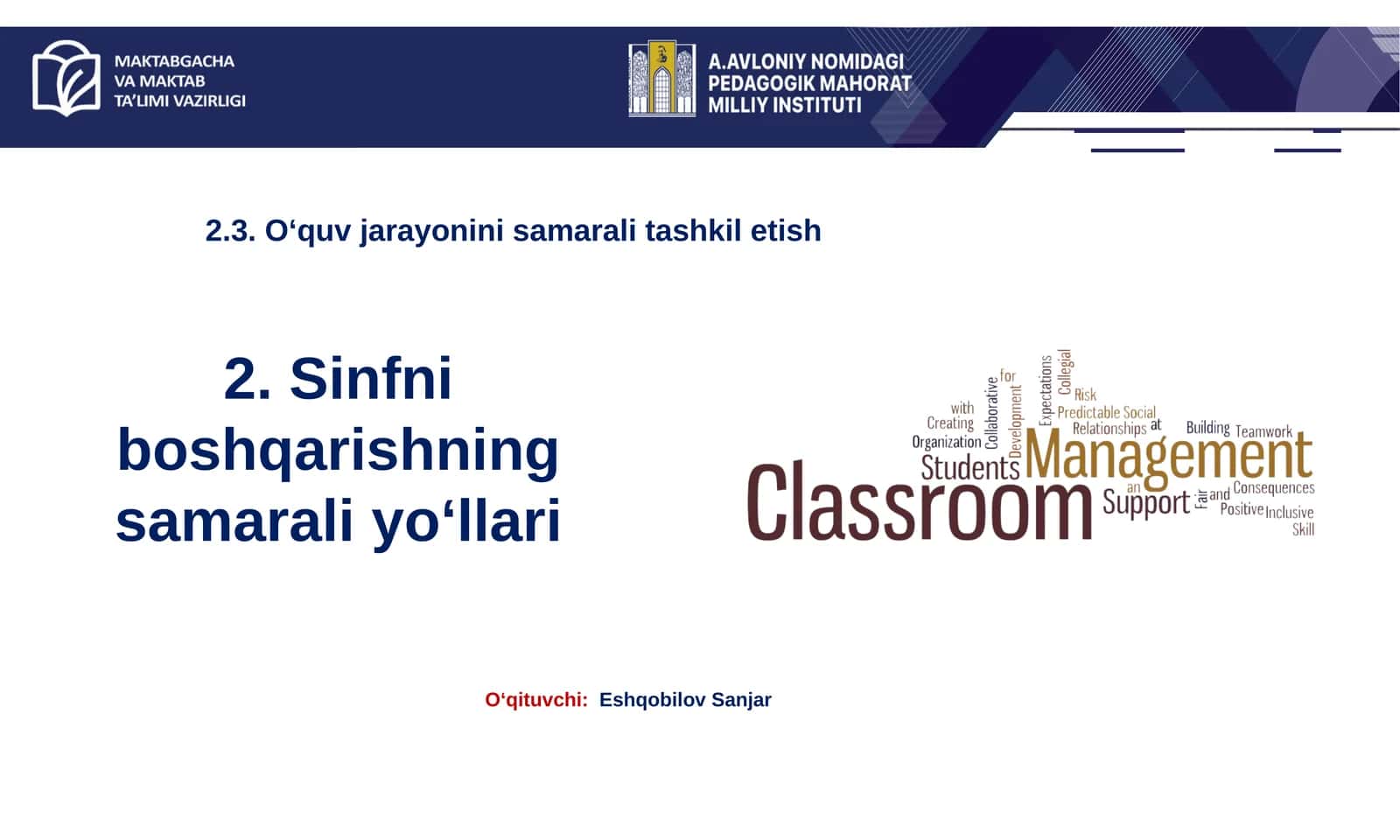 Sinfni boshqarishning samarali yoʻllari