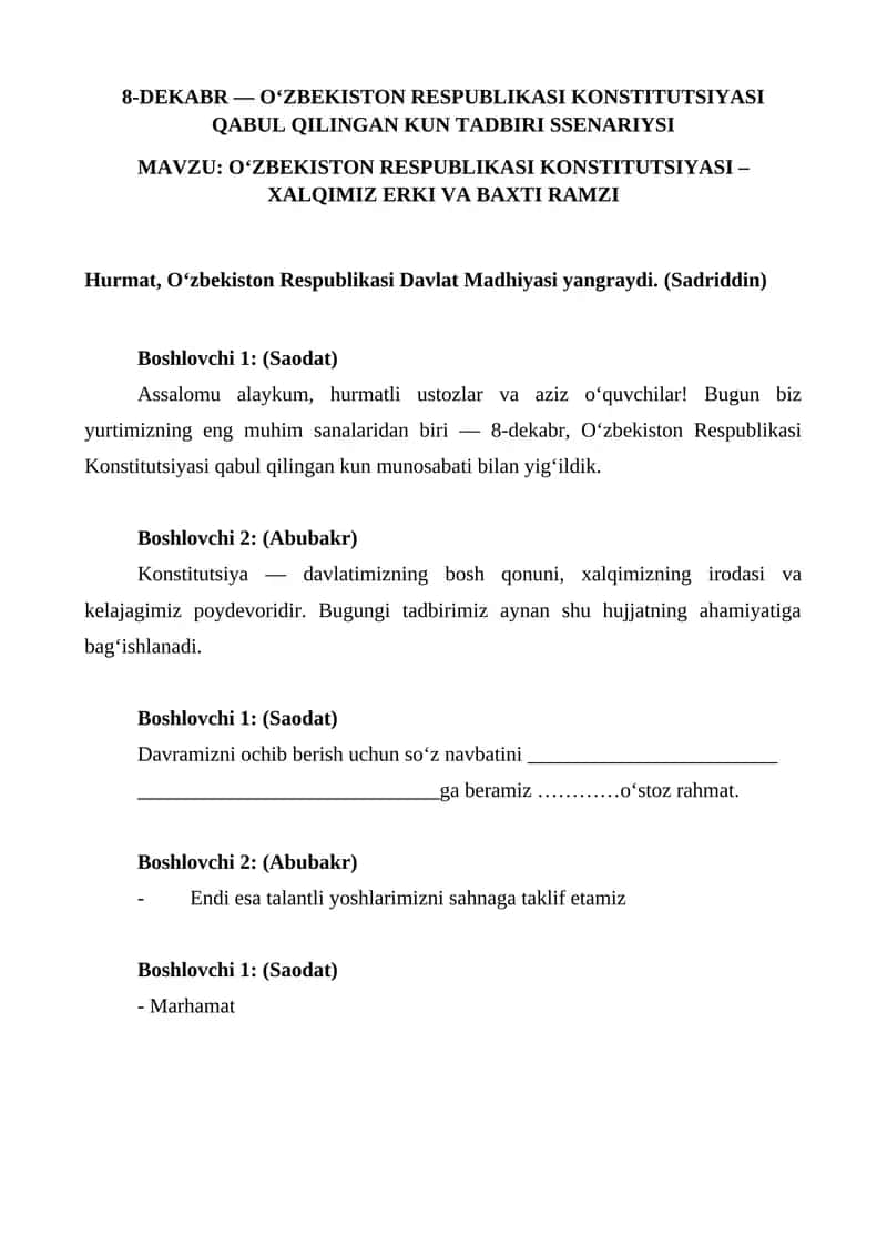 O‘ZBEKISTON RESPUBLIKASI KONSTITUTSIYASI