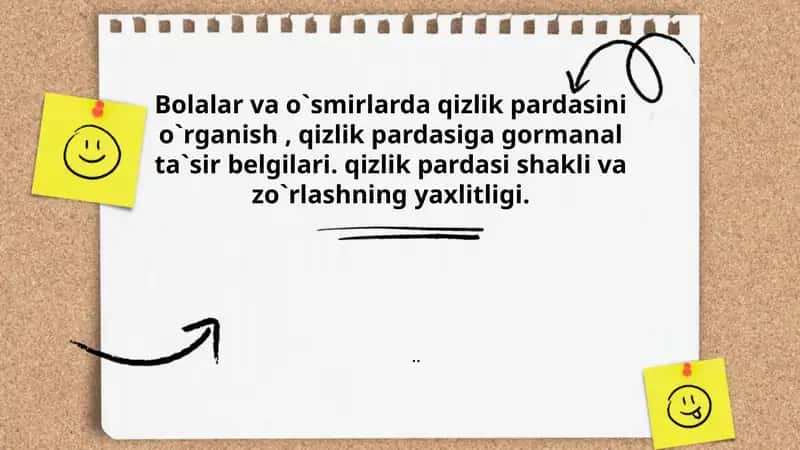 Bolalar va o`smirlarda Qizlik Pardasini O`rganish