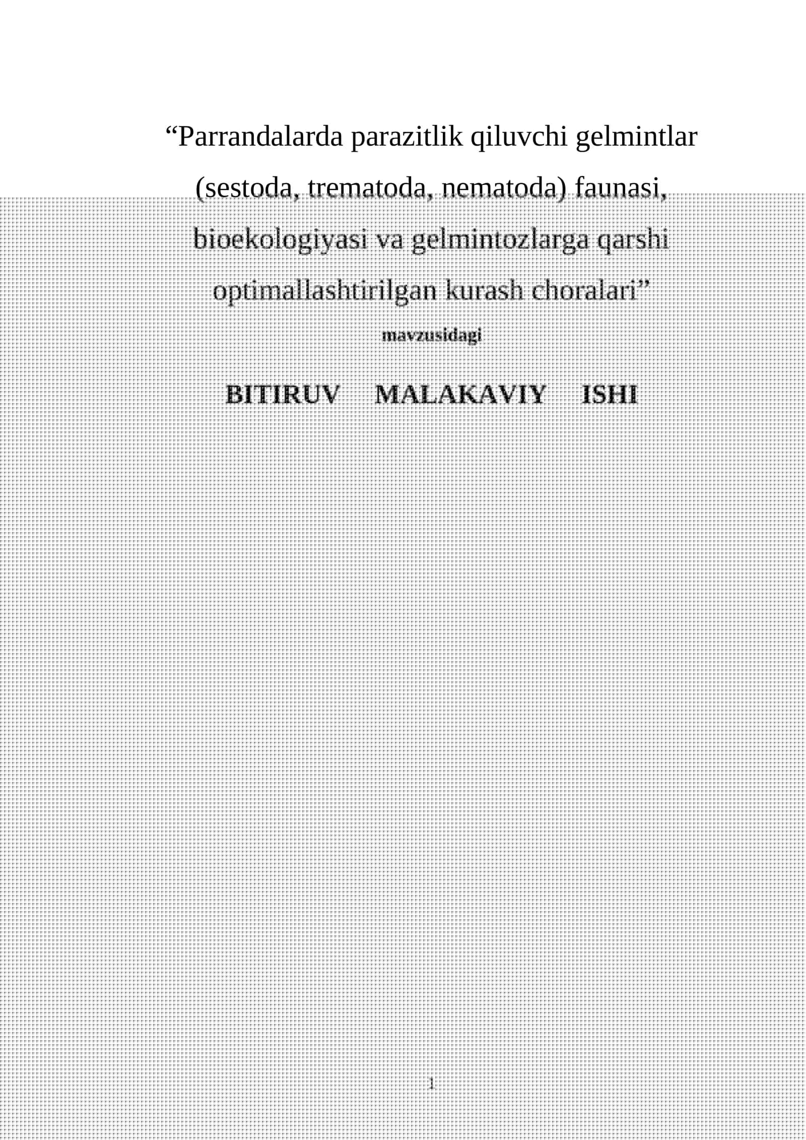 BITIRUV MALAKAVIY ISHI