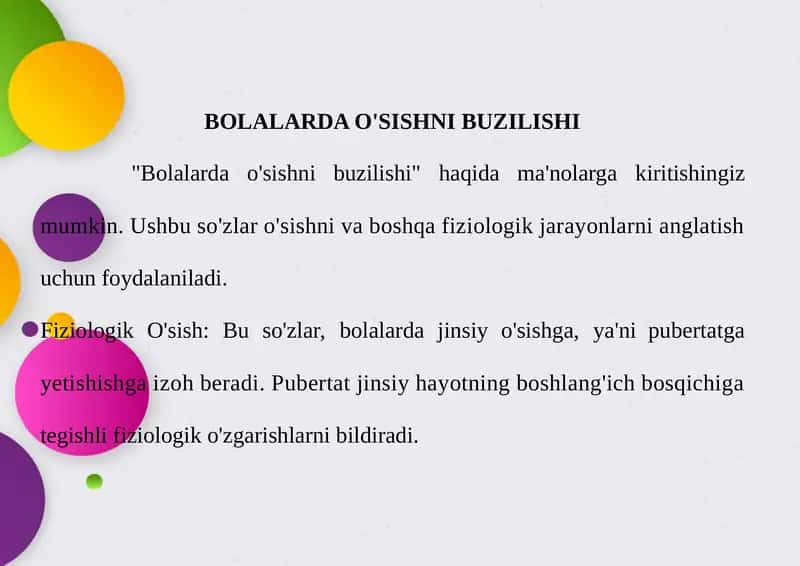 Bolalarda O'sishni Buzilishi