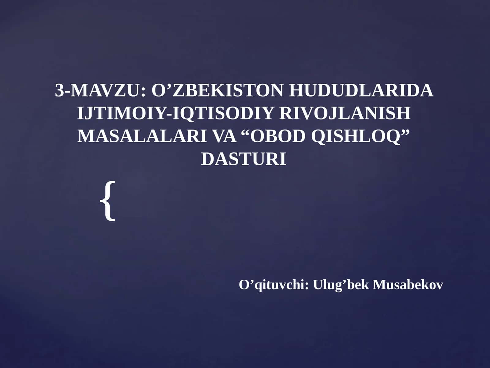 “OBOD QISHLOQ” DASTURI