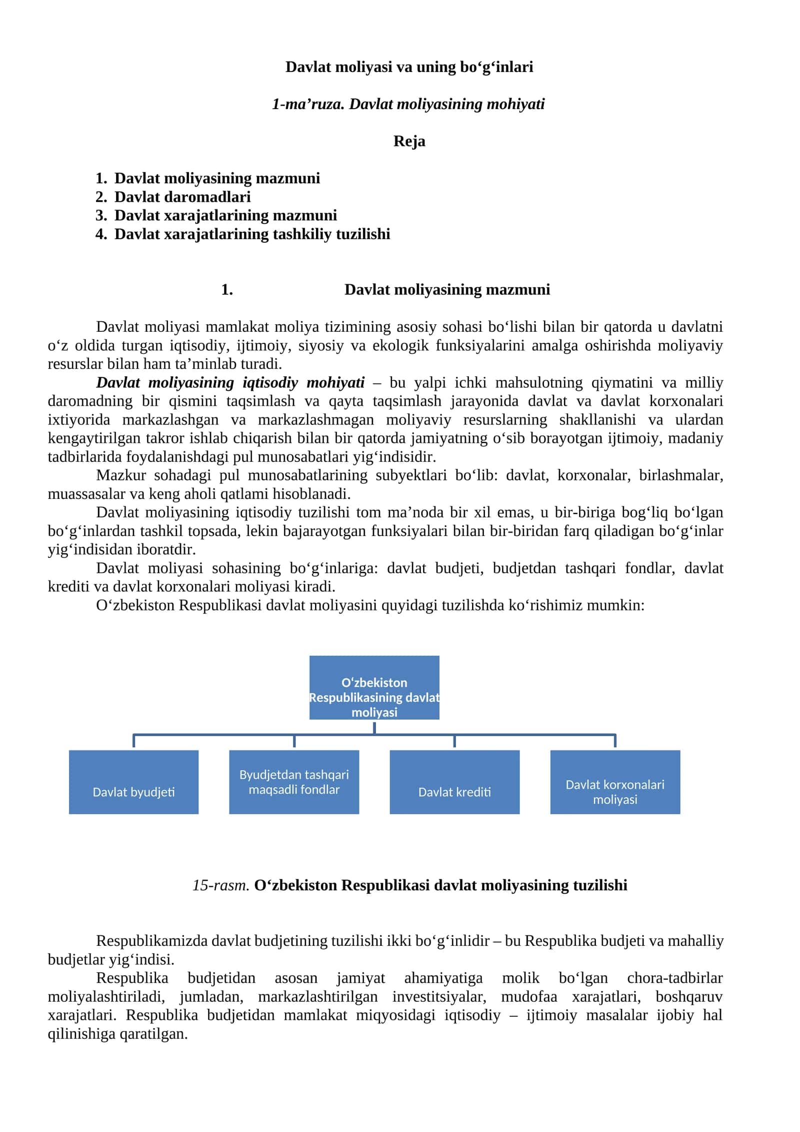 Davlat moliyasi va uning bo‘g‘inlari