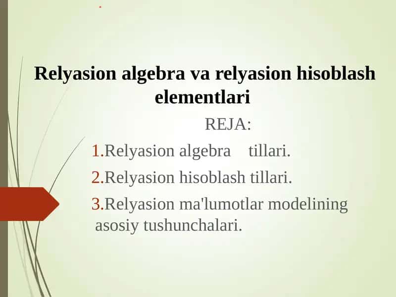 Relyasion algebra tillari