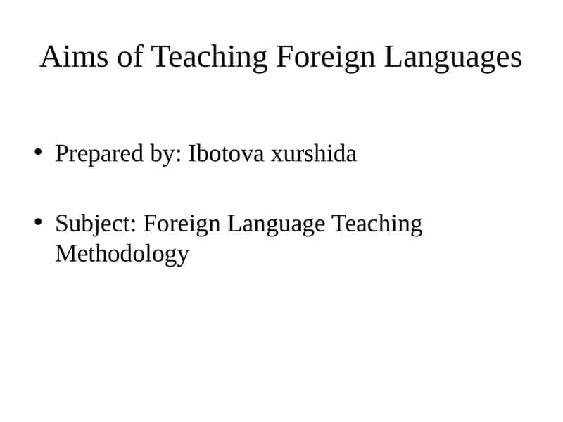 Ta'lim Tili O'qitishning Maqsadlari