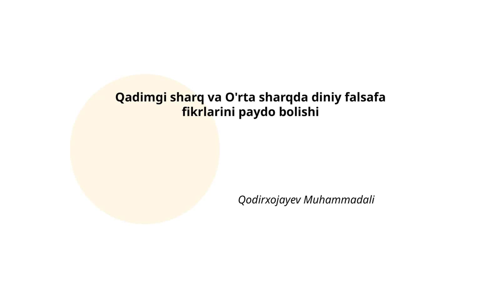 Qadimgi sharq va O'rta sharqda diniy falsafa fikrlarini paydo bolishi