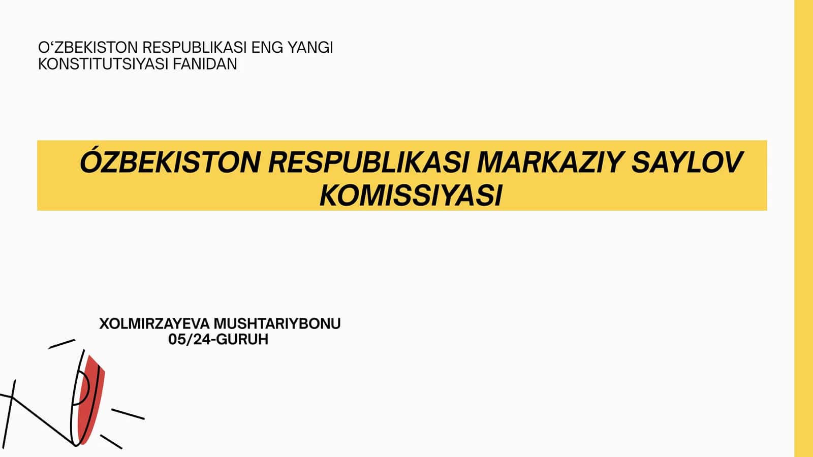 O'zbekiston Respublikasi Eng Yangi Konstitutsiyasi Fanidan