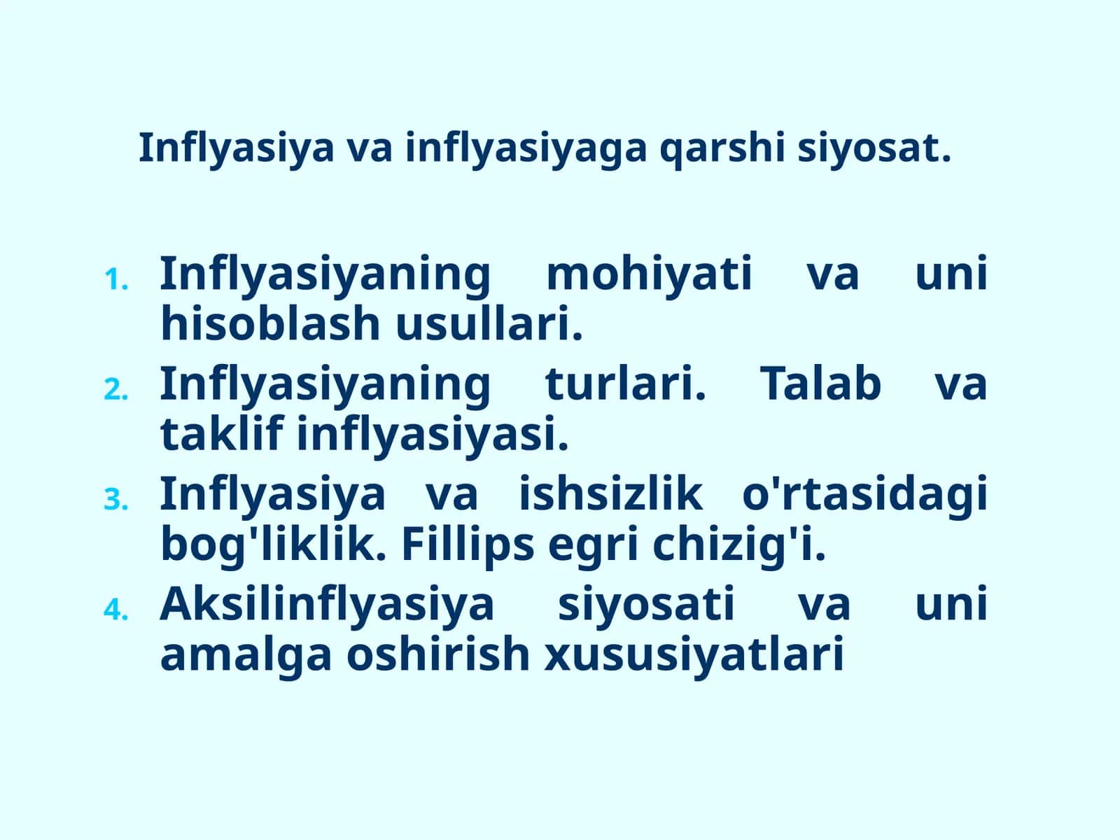 Inflyasiya va inflatsiya qarshisiyosat