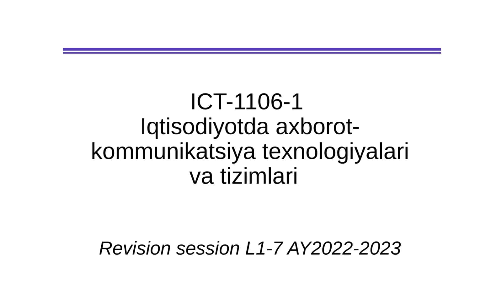 Iqtisodiyotda axborot-kommunikatsiya texnologiyalari va tizimlari