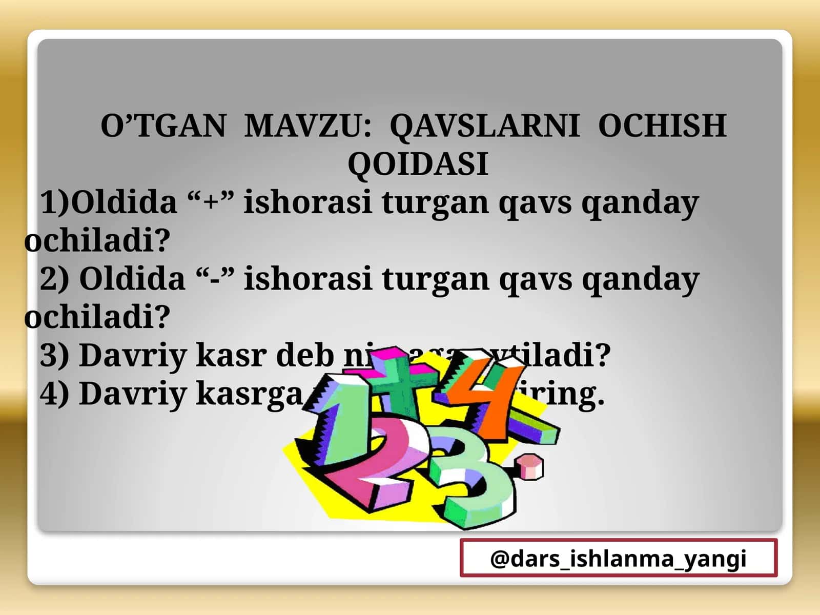QAVSLARNI OCHISH QOIDASI