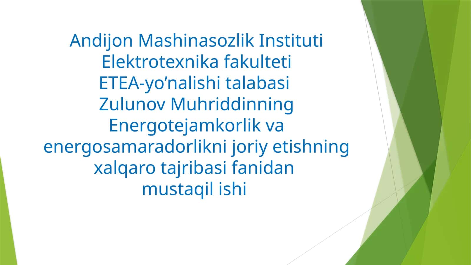 SANOAT KORXONALARMA’MURIYBINOLARIDA ENERGIYADAN OQILONA FOYDALANISH