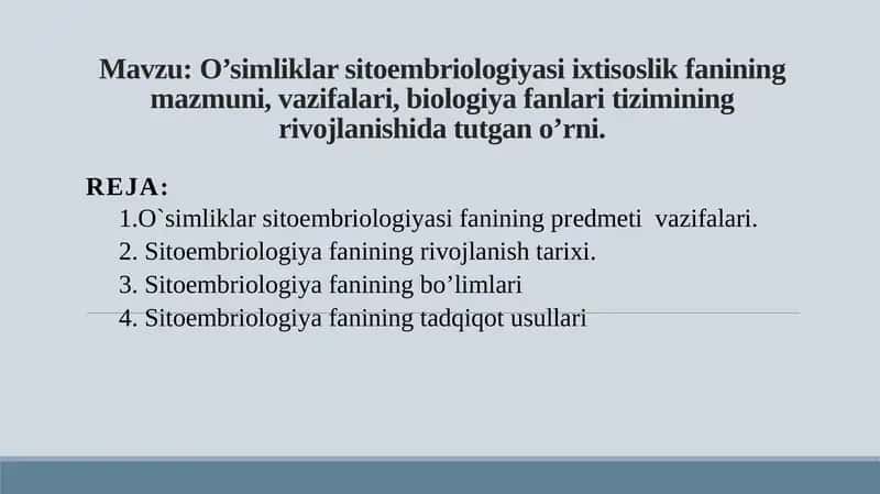 O’simliklar sitoembriologiyasi