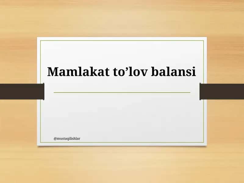Mamlakat to’lov balansi