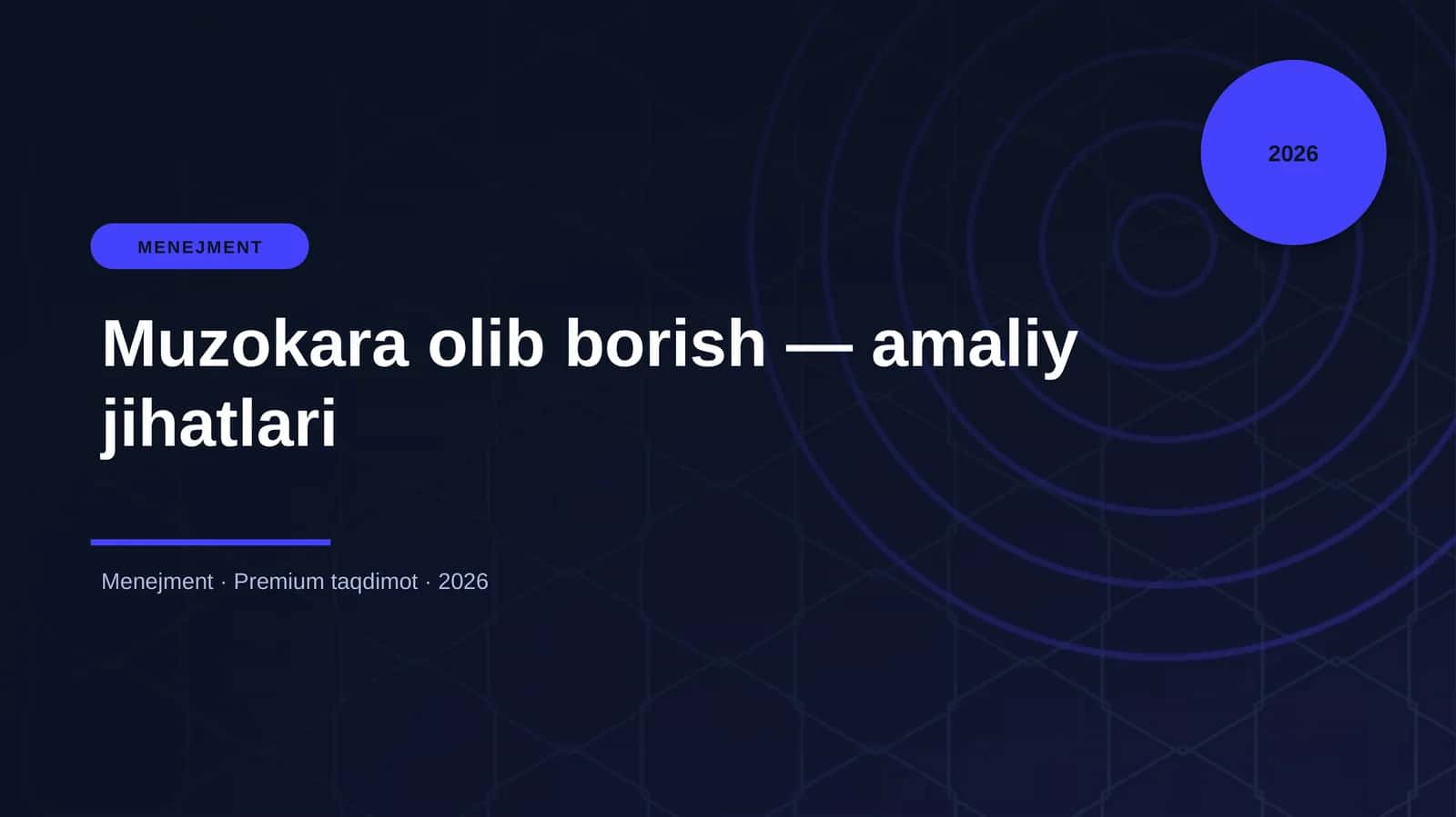 Muzokara olib borish — amaliy jihatlari