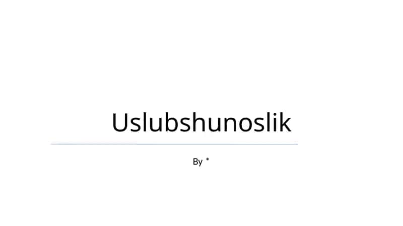 Uslubshunoslik