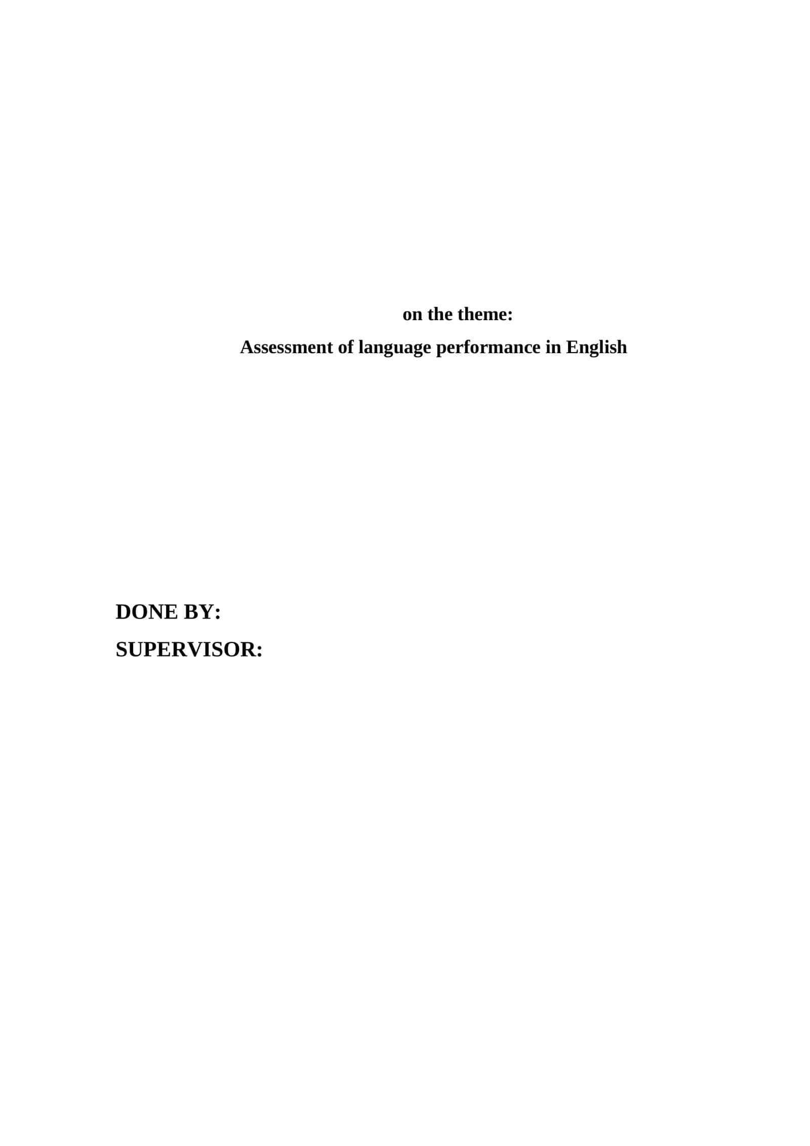 Assessment of language performance in English
