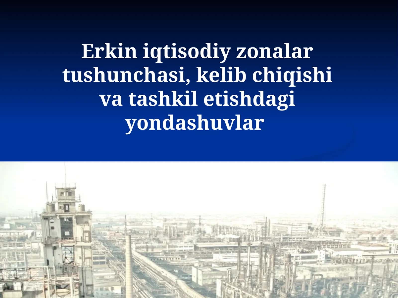 Erkin iqtisodiy zonalartushunchasi,kelibchiqishivatashkiletishdagiyondashuvlar