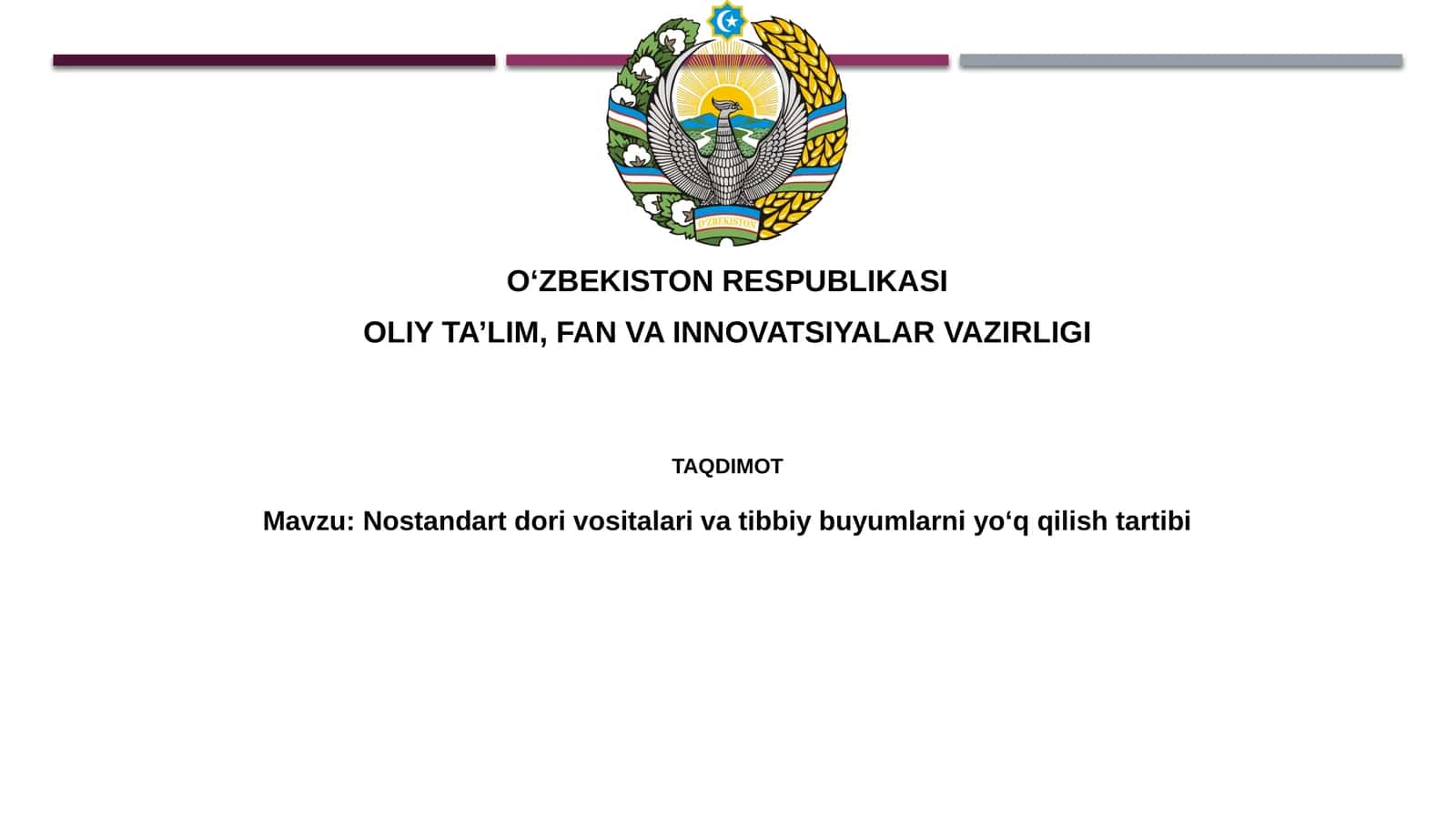 Nostandartdorivositalarivatibbiybuyumlarniyo‘qqilishtartibi