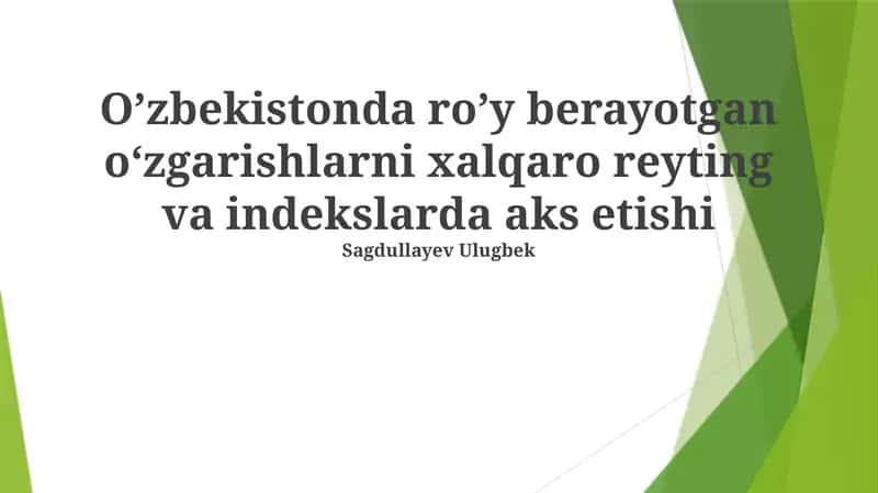 Doing Business reytingi va O'zbekiston biznes muhiti