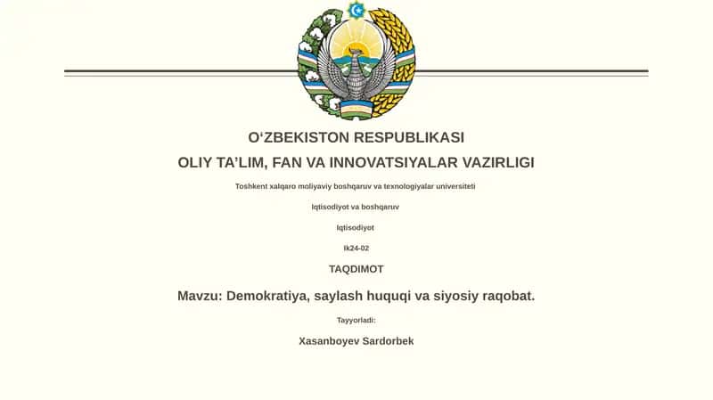 Demokratiya: Ta'riflar va Tamoyillar